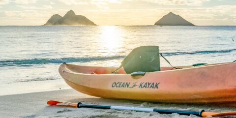 Kayak rental on the beach in lanikai