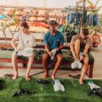 guests try on snorkel gear rentals