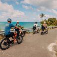 visitors e-bike on a path overlooking Lanikai Beach