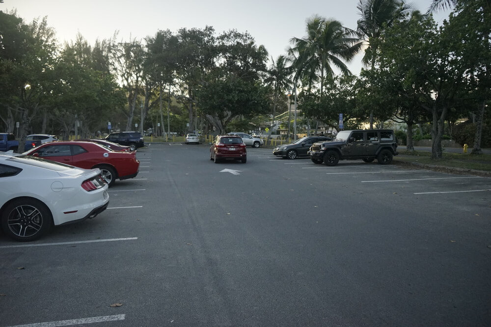 View of the Kailua Beach Parking Lot
