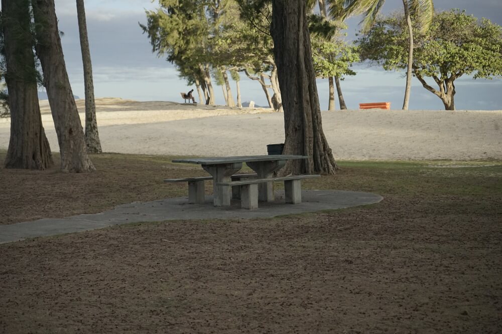 Picnic tables at Kailua Beach Park